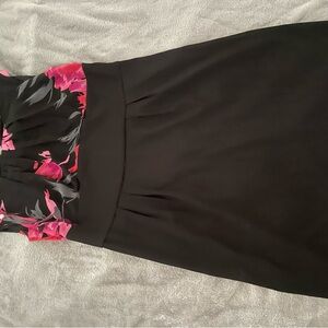 Dressbarn Black Dress with Pink Floral Design